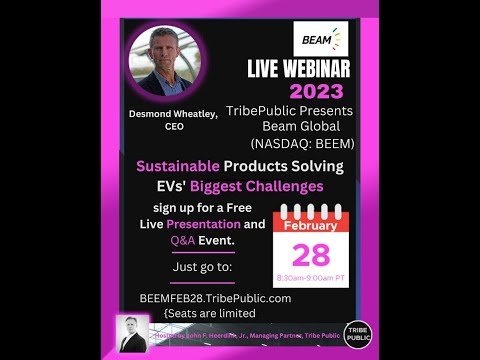 Beam Global (BEEM) “Sustainable Products Solving EVs’ Biggest Challenges”